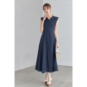 ウエストりぼん付きコットンカットワークレース刺繍ワンピース【leaxis リクシス】5月3日(金)再販決定☆｜tocco-closet