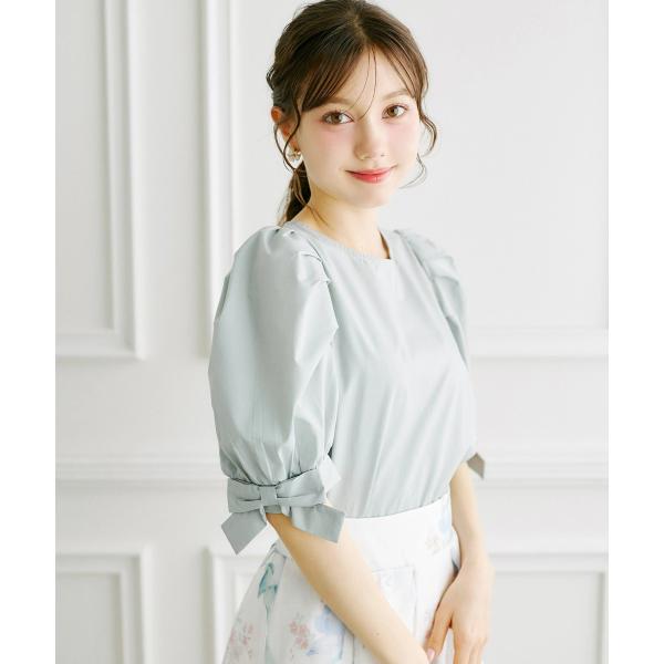 袖口リボン付きパフスリーブブラウス  3月20日(金)再販決定☆ ※ピンク(#33)の入荷はありませ...
