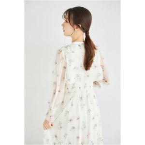 りぼん付きヨークフレアフラワープリントシャーリ...の詳細画像5