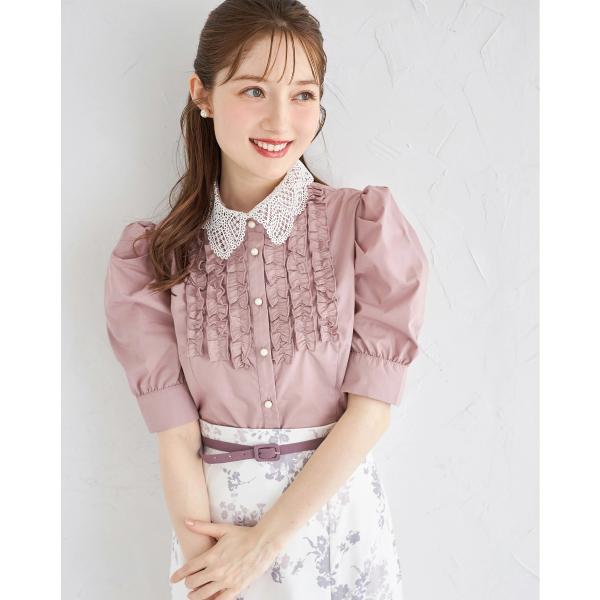 ２ＷＡＹレース襟付きパール釦フリルブラウス【donatie ドネティ】
