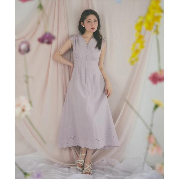 誰からも愛されるコットンレーススカラップ刺繍ドロストリボンワンピース tocco closet(トッ...