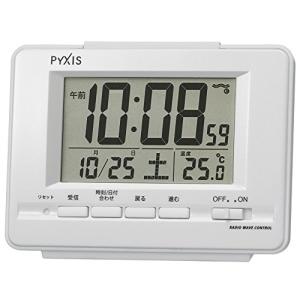 セイコークロック(Seiko Clock) セイコー クロック 目覚まし時計 電波 デジタル カレンダー 温度 表示 PYXIS ピクシス 白 パール｜tocos shop