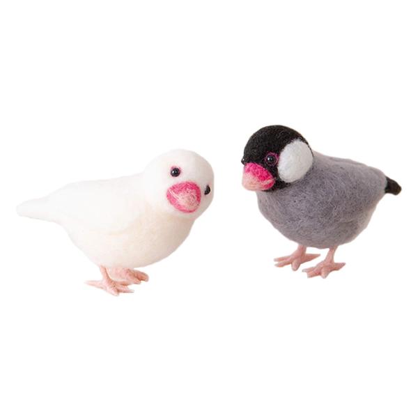 ハマナカ 羊毛フェルトキット アクレーヌでつくる かわいい 小鳥 桜文鳥と白文鳥 H441-526