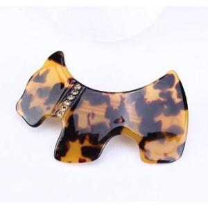 べっ甲風 ヘアバレッタ バレッタ　犬型　大人可愛い　ワンちゃん ストーン入り　上質　ヘアアクセサリー...