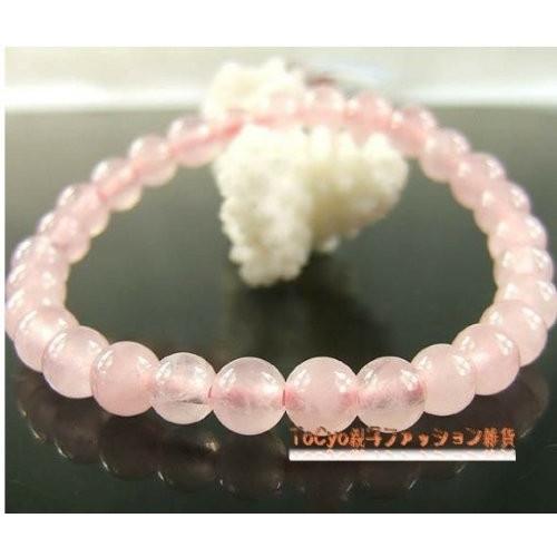 6mm 水晶　ピンククォーツ AAAA天然石 ブレスレット＜シリコンゴムタイプ＞