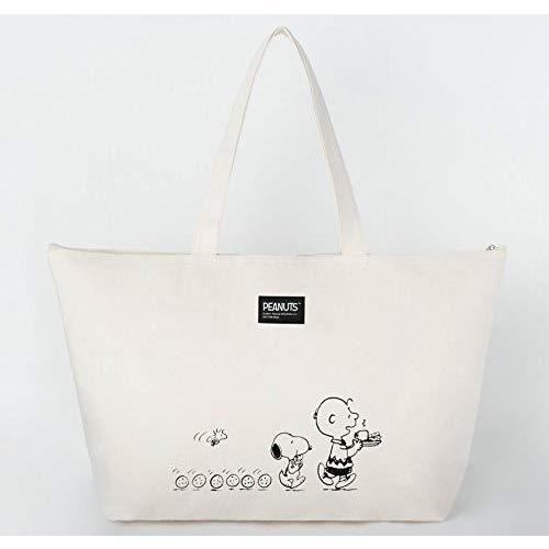 スヌーピー SNOOPY 超BIGな キャンバス トートバッグ ファスナー付き 内ポケットあり