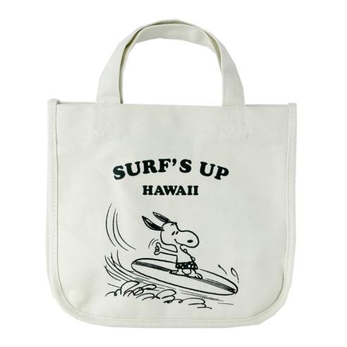 スヌーピー SNOOPY SURF‘S UP HAWAII ミニ トートバッグ ホワイト サーフショ...