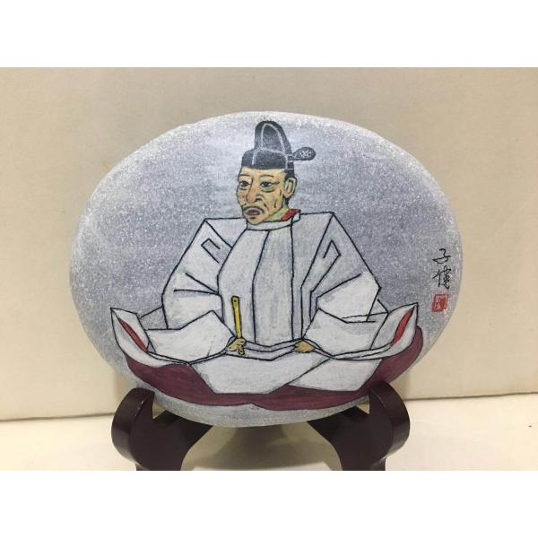 石上三年　一点もの　戦国武将シリーズ　ストーンアート　置物　観賞インテリア　石絵　豊臣秀吉　天下統一