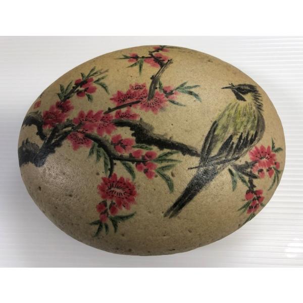 石上三年　中国絵　ストーンアート　置物　観賞インテリア　石絵　鳥　梅