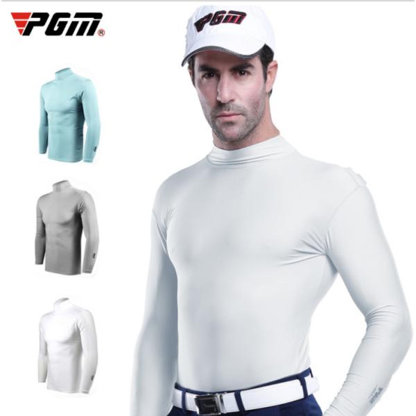 PGM 夏用　ゴルフウェア　メンズウェア　長袖　アンダーシャツ　インナーシャツ　タートルネック　弾力...