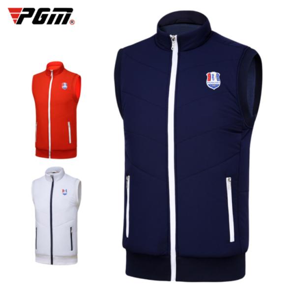 PGM 秋冬用　冬用　ゴルフウェア　ダウンベスト　メンズアウター　立ち襟　フルジップ　保温　防寒　裏...