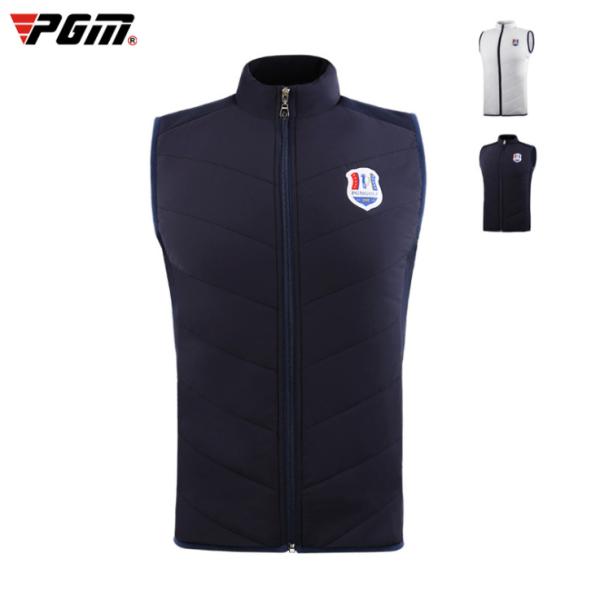 PGM 秋冬用　冬用　ゴルフウェア　ダウンベスト　メンズアウター　立ち襟　フルジップ　保温　防寒　裏...