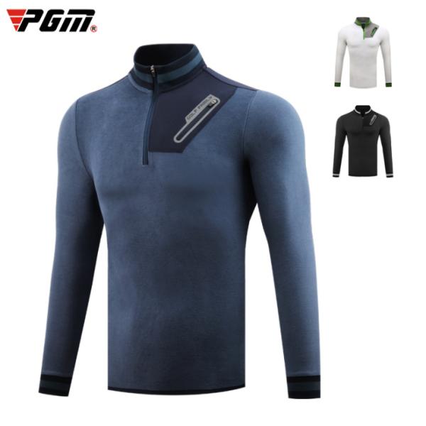 PGM 秋冬用　ゴルフメンズウェア メンズウェア　スポーツウェア　長袖　Tシャツ　ハーフジップ　裏起...