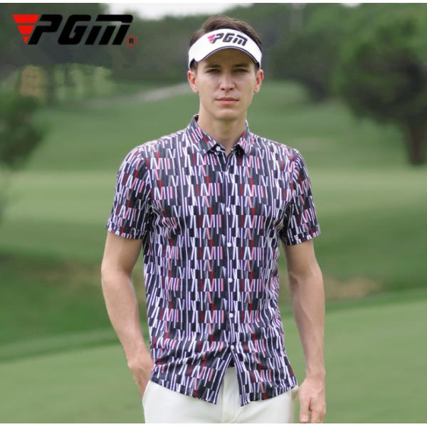 PGM 夏用 メンズウェア　ゴルフメンズウェア　メンズシャツ　半袖シャツ 　半袖ワイシャツ　柄シャツ...
