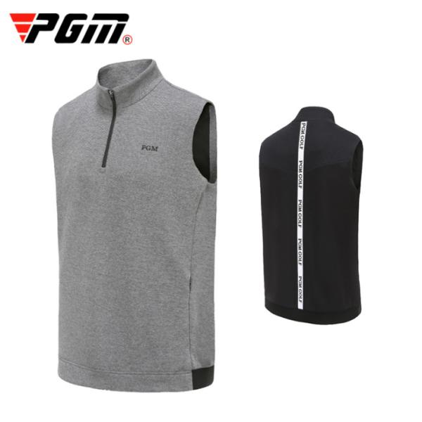 PGM 秋冬用　ゴルフウェア　メンズウェア　メンズベスト　ベスト　立ち襟　ハーフジップ　厚手　保温　...