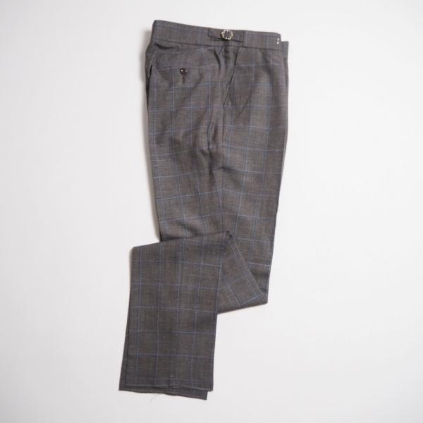 CORDINGS コーディングス ウールxリネンチェックトラウザー JP PLEATED CHECK...