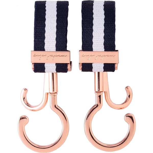 e.x.p.japon バギーフック PKG-ネイビーボーダー 360度回転 ダブルフック ベビーカ...