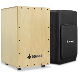 Donner カホン Cajon 打楽器 木製 フルサイズ ボックスドラム 内部ギター弦 カホンバッグ ゴム足付き ストリング 上品なバーチ 30*3の買取情報