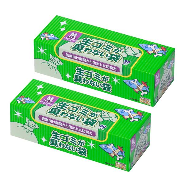 驚異の防臭袋 BOS (ボス) 生ゴミが臭わない袋 2個セット 生ゴミ処理袋【袋カラー：白】 (Mサ...