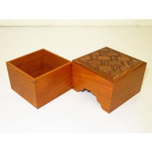 将棋駒箱 大橋利一作銘入茶神代欅本捻組格子将棋...の詳細画像5