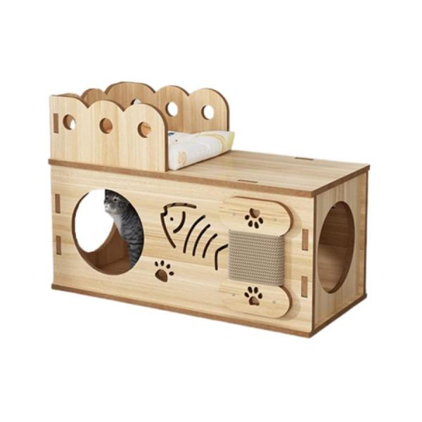 キャットトンネル 猫トンネル おもちゃ 木製 大型 組み立て 爪とぎ 猫ベッド 猫遊び 丈夫 プレイ...