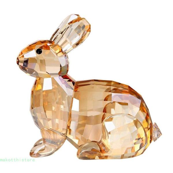 クリスタルバニー ウサギ 収集価値のあるかわいい置物 誕生日ギフト ホームデコレーション(ゴールド)...