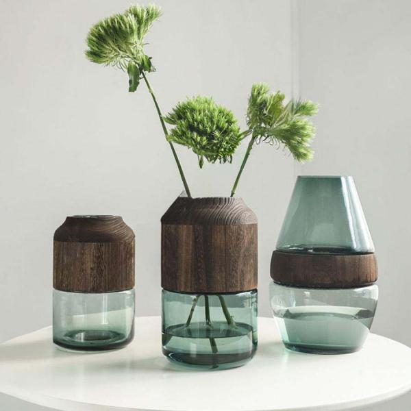 シンプルでモダンな装飾的な花瓶 ユニーククリアガラス花瓶 リビングルーム ダイニングテーブル ホーム...