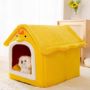 ペットハウス 可愛い 鳥 折りたたみ 犬 猫 ハウスドーム型 寝床 室内用 お家型 ペット 冬 暖かい クッション 折りたたみ式 洗い可 組み立て式 プレゼント｜toistore