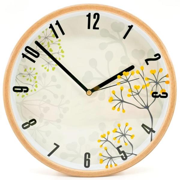 掛け時計 シンプル 北欧 ミュート 自然 木製壁掛け時計 丸い ガラスミラー 連続秒針 かわいい小さ...