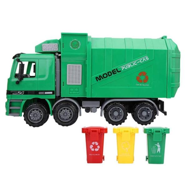 ごみ収集車のおもちゃ、子供のシミュレーションの慣性3つのゴミが付いているごみ収集車の衛生車モデルのお...