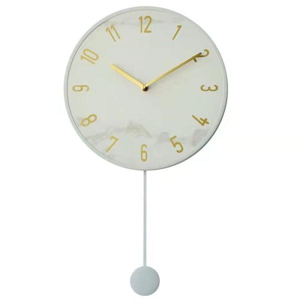 天然石 壁掛時計 ゴールドフレーム 真鍮 掛け時計 振り子時計 クオーツ時計 ウォールクロック 時計...