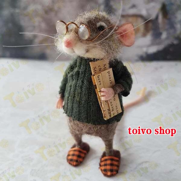 フェルトのネズミ 完成品 かわいいネズミのフェルト針刺し 超かわいいフェルト フェルト 羊毛キット ...