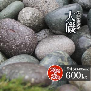 大磯 1.5寸 600kg (20kg×30袋) [在庫限り] / 庭 砂利 大量 おしゃれ 砂利敷き 石 庭石 大磯砂利 大粒 大きめ 石材｜tokaijari