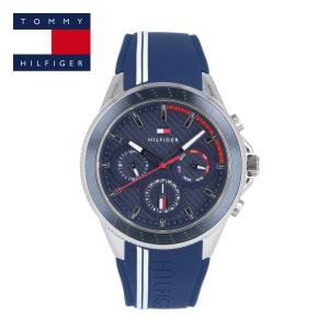 TOMMY HILFIGER トミー ヒルフィガー 腕時計 時計 メンズ クオーツ アナログ 3針 ステンレス ラバー ネイビー シルバー ホワイト ストライプ 1791859 1年保証