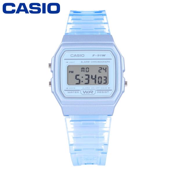 CASIO カシオ スタンダード腕時計 レディース クオーツ デジタル クリア ブルー F-91WS...