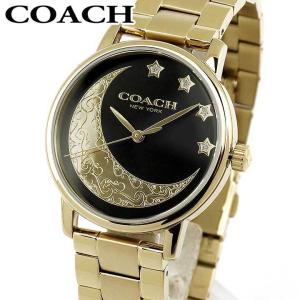 ポイント最大6倍 COACH コーチ GRAND グランド レディース 腕時計 時計 黒 ブラック 金 ゴールド メタル 月 ムーン 14503278 海外モデル｜tokeiten