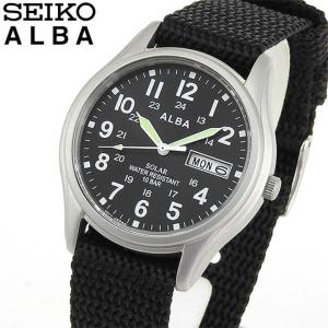 SEIKO セイコー ALBA アルバ ソーラー AEFD557 国内正規品 メンズ 腕時計 黒 ブラック シルバー ナイロン