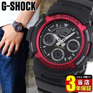 G-SHOCK Gショック ジーショック g-shock gショック BASIC 腕時計 メンズ AW-591-4A 黒 ブラック 赤 アナログ アナデジ 逆輸入