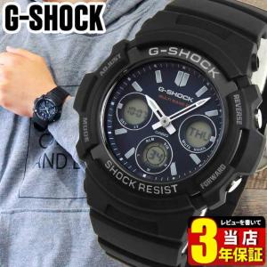 CASIO カシオ G-SHOCK AWG-M100SB-2A 海外モデル 電波ソーラー メンズ 腕時計 アナログ デジタル ネイビー ブルー ブラック 逆輸入 ブランド 40代 gショック