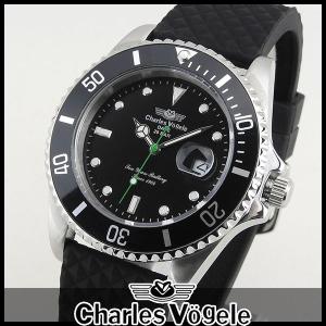 Charles Vogele シャルルホーゲル CV-9085-3 ダイバーズデザイン メンズ 腕時計 ウォッチ 黒 ブラック