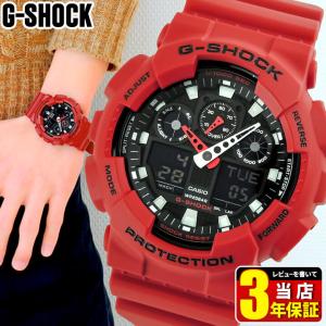 G-SHOCK Gショック ジーショック G-SHOCK Standard BASIC レッド 赤 腕時計 アナデジ GA-100B-4A アナログBIG CASE 逆輸入 カラフル｜tokeiten