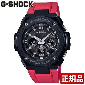 G-SHOCK Gショック CASIO カシオ 電波ソーラー タフソーラー GST-W300G-1A4JF G-STEEL Gスチール メンズ 腕時計 国内正規品 黒 ブラック 赤 レッド｜tokeiten