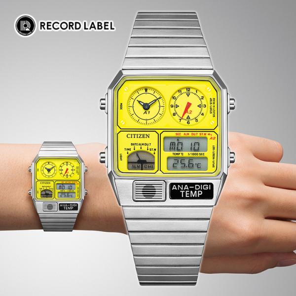 シチズン レコードレーベル 腕時計 ANA-DIGI TEMP メタリック アナデジテンプ 限定モデ...