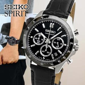 セイコー腕時計 メンズ seiko スピリット クロノグラフ SBTR021 黒 ブラック レザー｜tokeiten