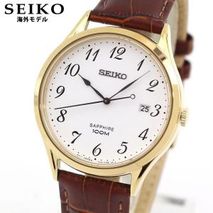 ポイント最大6倍 SEIKO セイコー 逆輸入 カレンダー SGEH78P1 アナログ メンズ 腕時計 海外モデル 茶 ブラウン 金 ゴールド 革ベルト レザー｜tokeiten