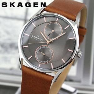 SKAGEN スカーゲン SKW6086 海外モデル メンズ 腕時計 革バンド レザー アナログ グレー 茶 ブラウン