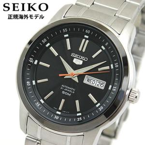 SEIKO セイコー 機械式 メカニカル 自動巻き SNKM89KC SNKM89K1 正規海外モデル アナログ メンズ 腕時計 ウォッチ 黒 ブラック 銀 シルバー メタル バンド｜tokeiten