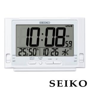 お取り寄せ セイコー SEIKO セイコークロック 目覚まし時計 置時計 電波 電波時計 温度 湿度 SQ320W フルオートカレンダー デジタル おしゃれ シンプル ホワイト｜tokeiten