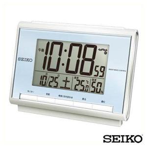 お取り寄せ SEIKO セイコークロック デジタル 目覚まし時計 電子音 ライト 日付 カレンダー 温度表示 湿度表示 青 ブルー SQ698L 誕生日プレゼント｜tokeiten