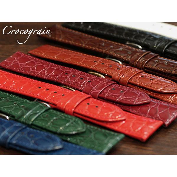 時計ベルト ヒルシュ クロコグレイン 8mm 9mm 10mm 11mm 12mm 13mm 14m...